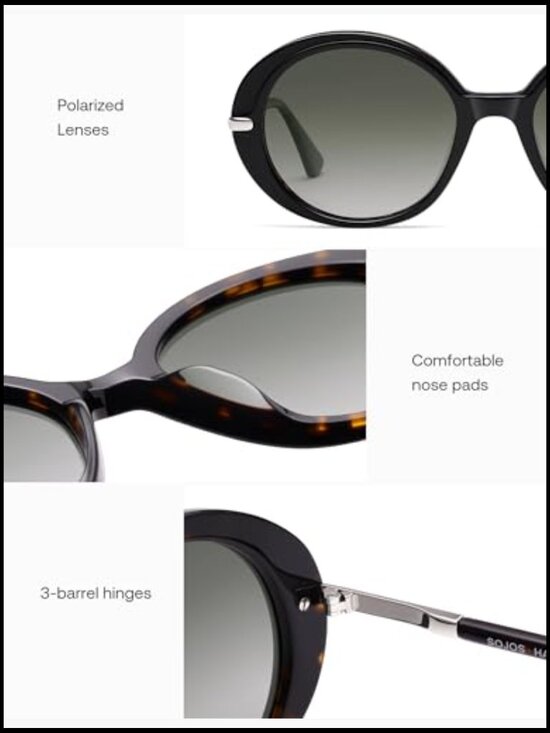 Oversized Round Polarized Acetate Frame Retro Vintage Sunglasses main image 5